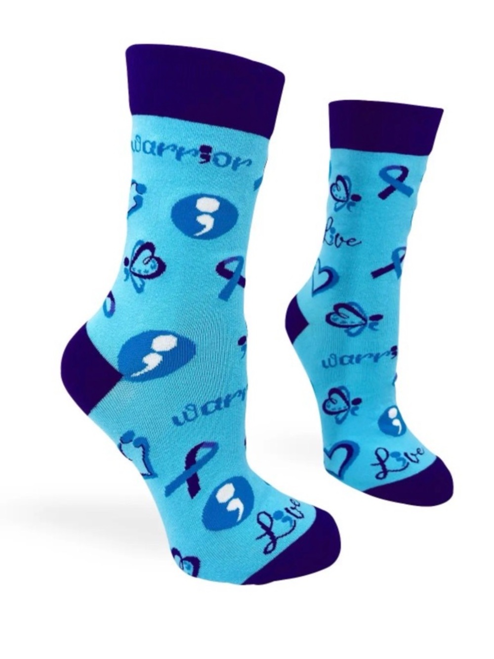 •Suicide Prevention• Blue & White Unisex Novelty Crew Socks